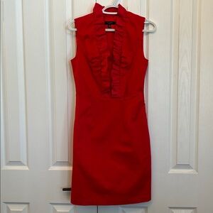Ted Baker Red Ruffle Neckline Dress | Pockets | Size 2